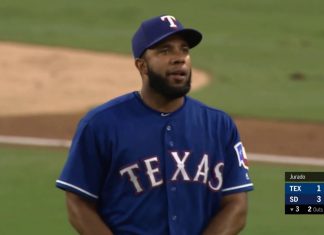 Primer imparable de Javy Guerra en MLB